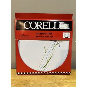CORELLE RARE SHADOW IRIS BURNER COVER SET OF 4 PIECES METAL FREE USA SHIP